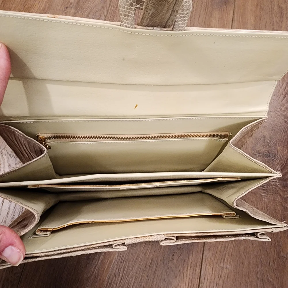 Vintage Freedom Shoes Reptile Top Handle Purse Bag 50s 60s Classic Neutral